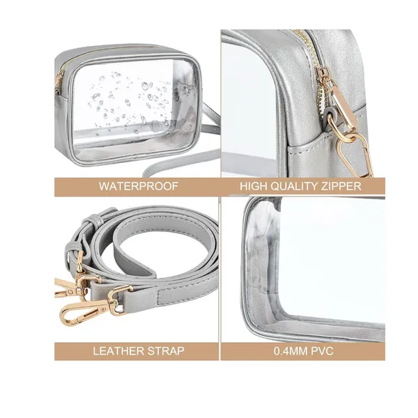 NWT Clear Crossbody Stadium Approved Bag – 12x12x6 – Silver Trim - Image 4
