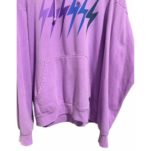 Aviator Nation Bolt Gradient Relaxed‎ Pullover Hoodie Neon Purple Size Large - Image 5