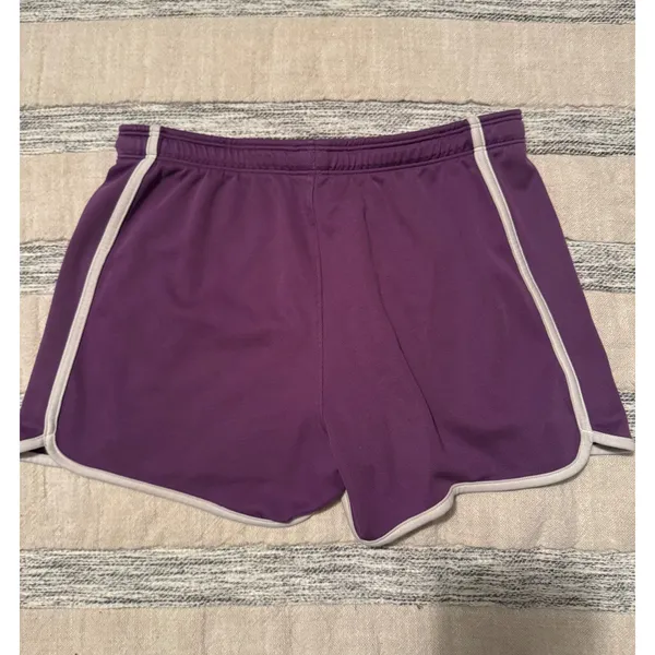 Under Armour Womens Purple Running Shorts White Trim Drawstring Size Small - Image 9
