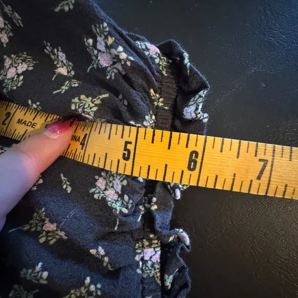 H&M Dark‎ Floral Milkmaid Puff Sleeve Maxi Dress L Ruffle Fairy Cottage Whimsigoth - Image 10