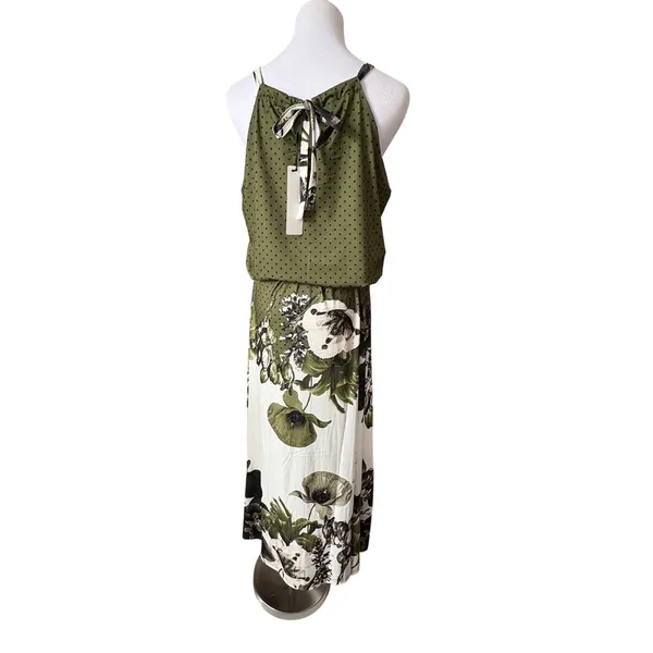 Lily by Firmiana Halter Green Floral Dot Maxi Long Dress LARGE NWT‎ Cottagecore - Image 5