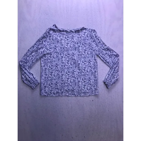 Reformation Blouse Women Small Blue Floral Tie Neck Long Sleeve Peasant Top - Image 9
