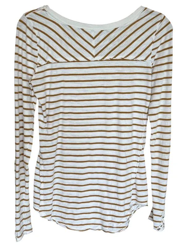 Sz M Free People Cotton Tuscaloosa Hard Candy Striped Crochet Cuff Long Sleeve - Image 2
