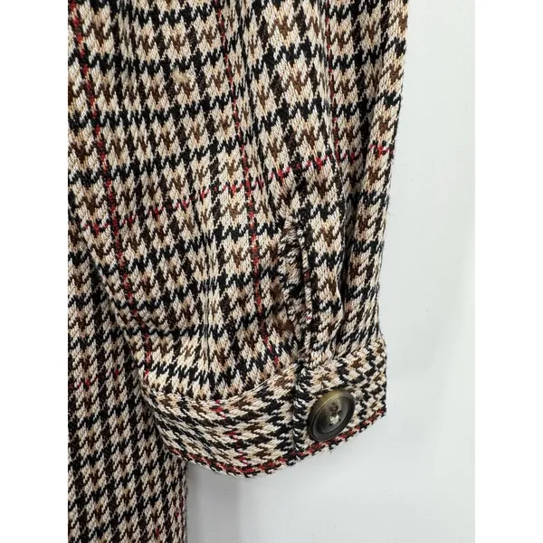 C By One Womens Houndstooth Plaid XL Brown Shacket Quiet Luxury Academia Casual - Image 4