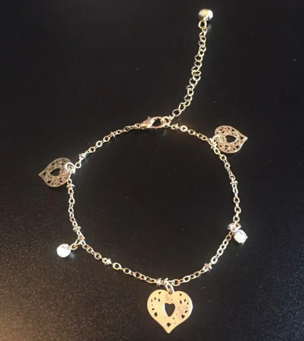Gold Heart Shaped Anklet - Image 2