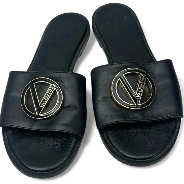 Valentino 7 Bugola Slide Sandal black logo hardware slip-on design Womens Flat - Image 6