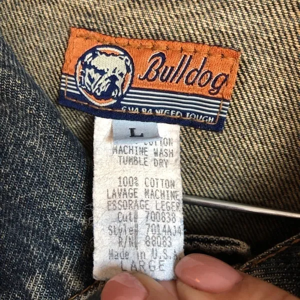 Vintage Bulldog Denim Trucker Jacket Distressed‎ Blue Western Cowgirl Jean Coat - Image 4