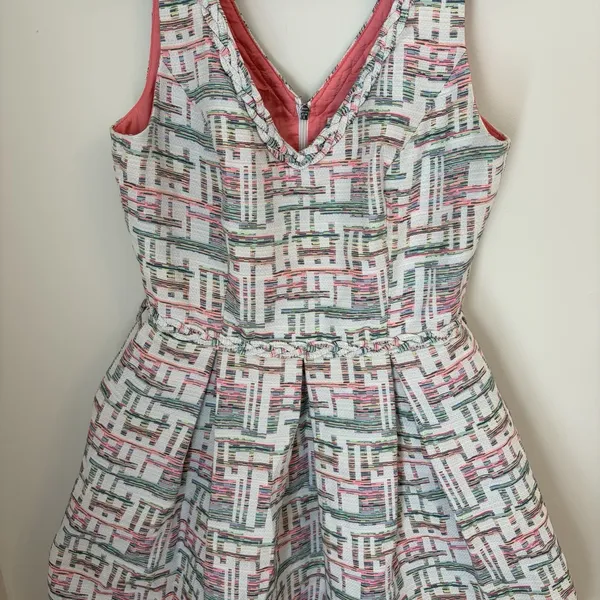 Trina Turk Linda Basket Weave Jacquard Dress Sz 6 Party Preppy Sorority Formal - Image 2