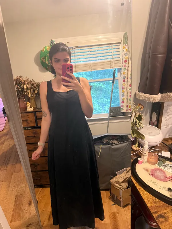 Black long dress with square neckline Size none - Image 2