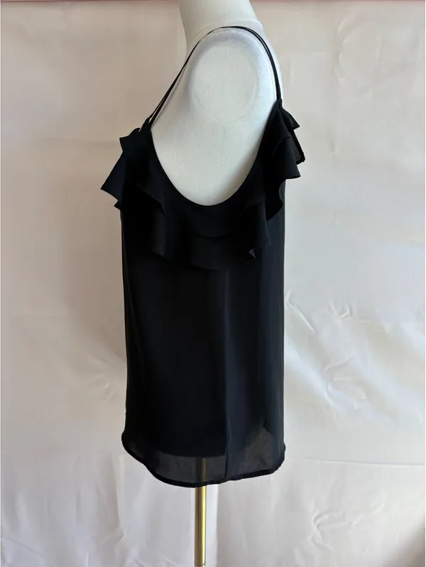 Express Women's Black Ruffle Sleeve Lace-Up Front Camisole Top, Size Medium - Image 3