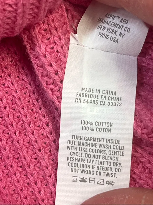 Aerie Love This Moment Pink Ribbed Sweater Shaker Stitch Side Slit Small - Image 7