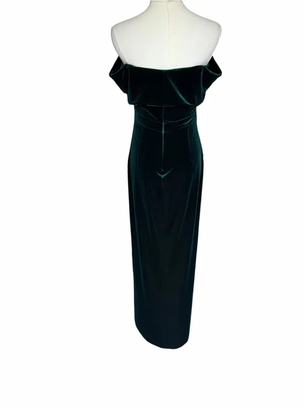 BHLDN x Anthropologie - Edison Emerald Green Velvet Off Shoulder Maxi Dress Sz 2 - Image 5