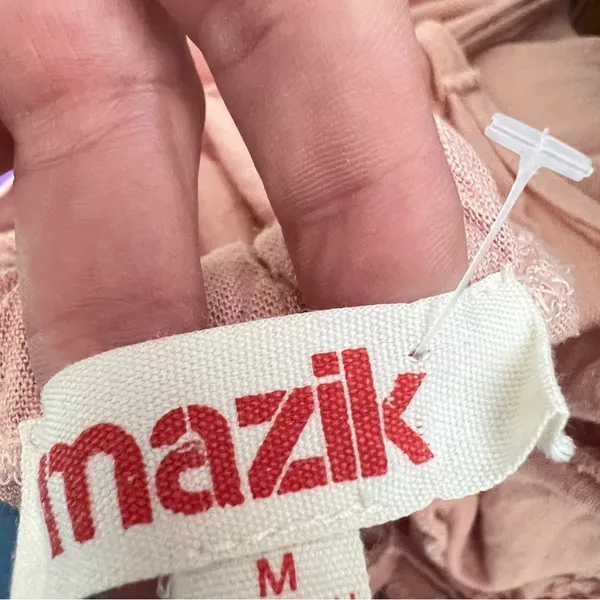 NEW Mazik Wide Leg Linen Jumpsuit Boho Pink MEDIUM Suspender Overalls Tassels - Image 7