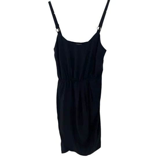 Amanda Uprichard Size‎ S Tulip Hem Mini Dress Black Silk Spaghetti Strap LBD - Image 11