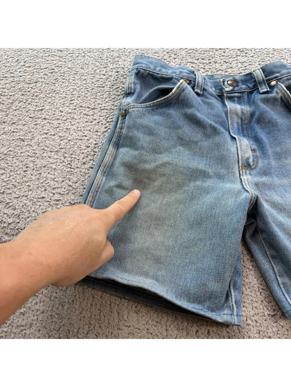 Vintage USA Made Wrangler Denim Jean Shorts Womens 25 High Rise Light Wash Mom - Image 8