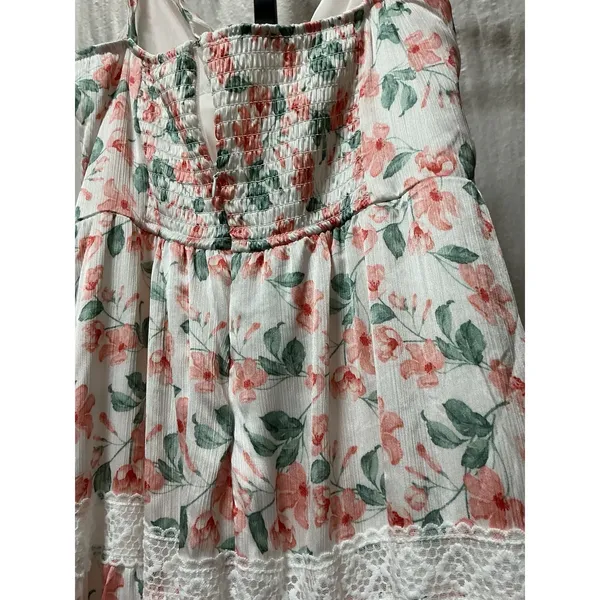 Altar'd State Alyseia Floral Maxi Dress Large Pink Green Lace Trim NWT - Image 5