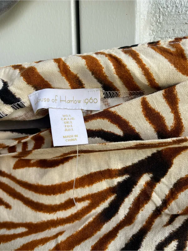 House of Harlow 1960 Zebra-Print Wrap Midi Skirt in Brown, Black, Cream - Image 7