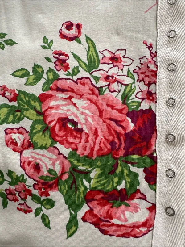 Betsey Johnson Floral snap Front White & Pink Maxi Skirt size S boho XOXO Betsey - Image 6