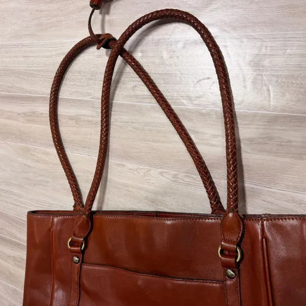 Patricia Nash Cameley Tote Italian Leather Heritage‎ Tan Braided Handle Bag - Image 15