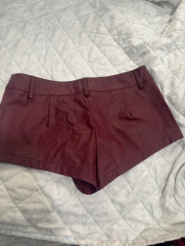 Red Leather Micro Shorts - Image 4
