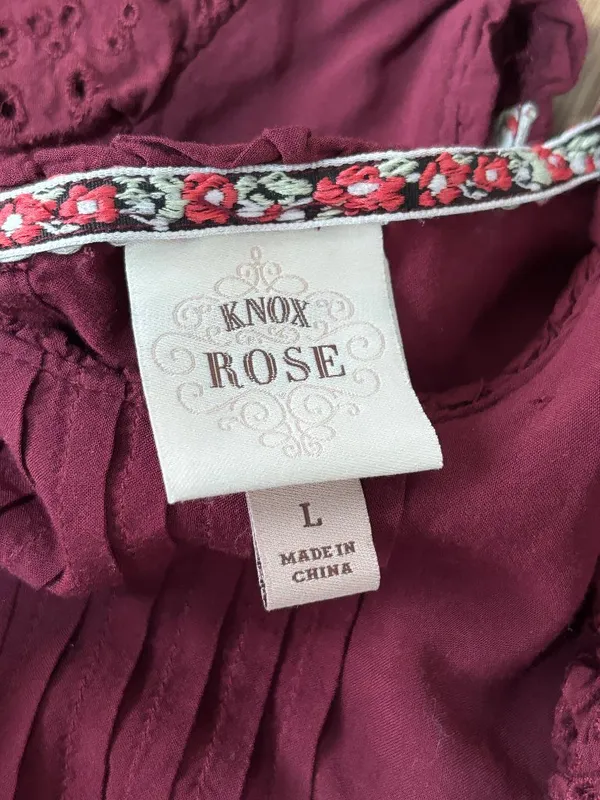 Knox Rose Burgundy Long Sleeve Top - Size Large - Image 4