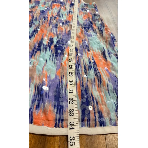 ICE Size 10 Sequin Shift Dress Multicolor Abstract Y2K Sleeveless Cocktail - Image 9