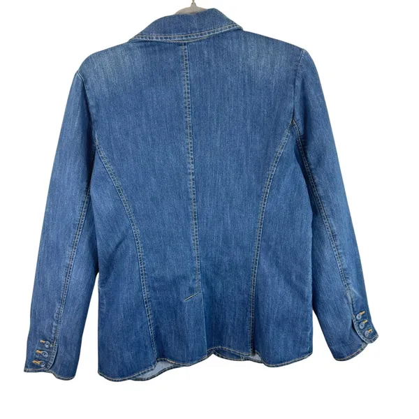 Route‎ 66 Cotton Blend Medium Wash Button Up Collared Jean Jacket Stretch Size L - Image 2