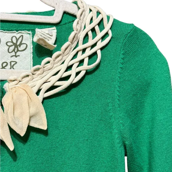 Anthropologie Field Flower Shamrock Green Cashmere/Cotton Blend Cardigan Sz‎ S - Image 7