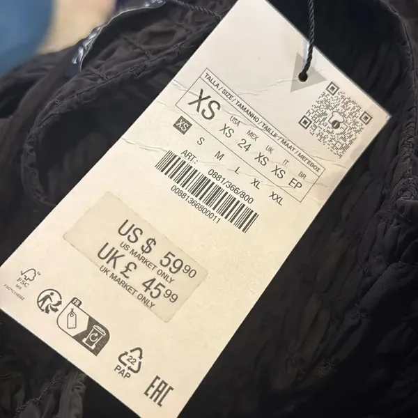 Zara Short Poplin Dress with Ruffles Black NWT XS - Image 6