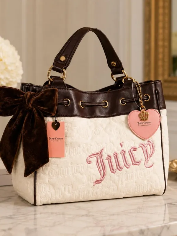 Juicy Couture Daydreamer Tote Angel Pink Brown Y2K Shoulder Bag NWT - Image 7