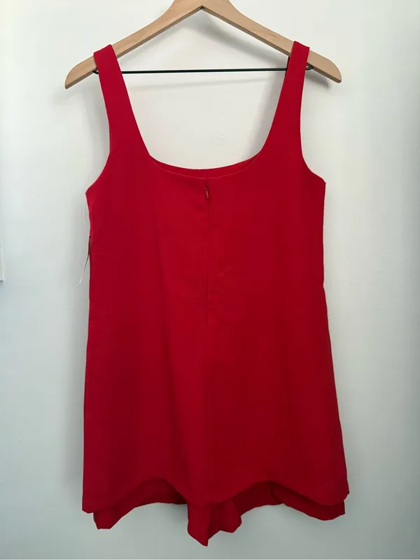 Anthropologie Maeve XS NEW Hidden Romper Mini Tank Dress Red Relaxed Preppy - Image 3