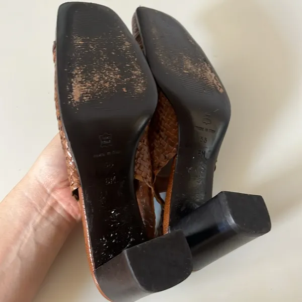 Via Spiga Woven Brown 3” Block Heels in Size 6M 56 - Image 7