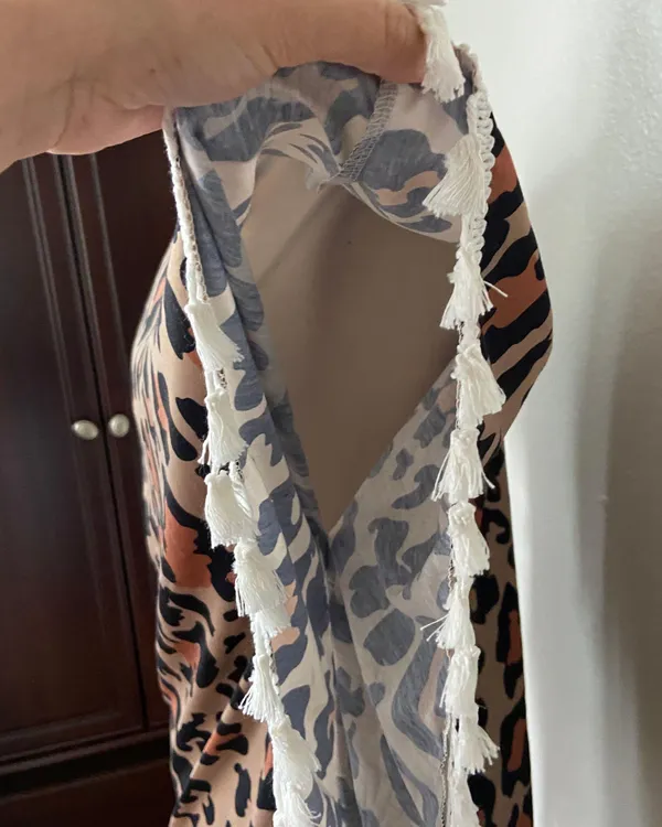 Cheetah Print Fringe Shawl Top - Image 3