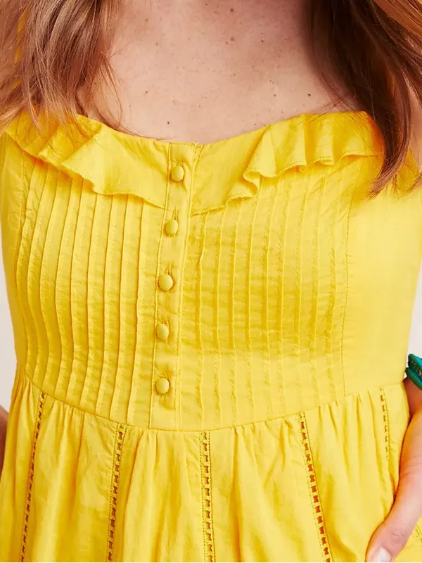 Maeve Arcadia Yellow Ruffled Spaghetti-Strap Tiered‎ Boho Maxi Dress - Image 3