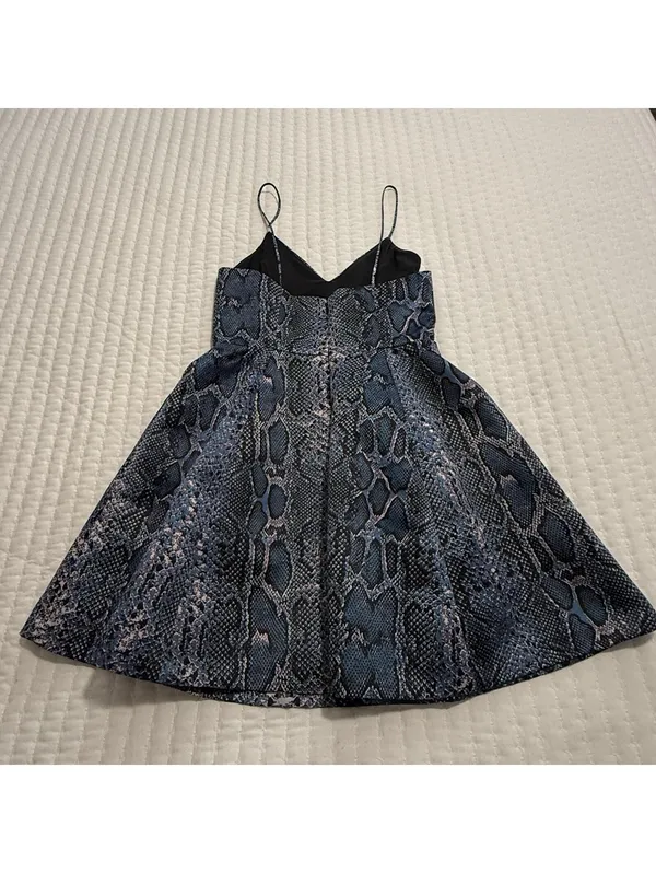 Lovers + Friends Blue Snakeskin Print Mini Cocktail Dress Strapless Sz S Small - Image 7