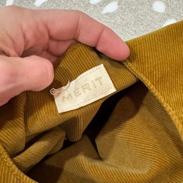 MERIT corduroy tie makeup bag ribbed cosmetics travel pouch caramel neutral - Image 10