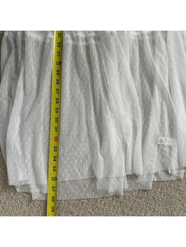 AE OFFLINE By Aerie Tiered Dot Mesh Maxi Skirt American Eagle NWT White L - Image 4