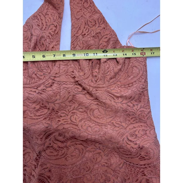 Bardot Women's Riviera CrossoverHalter Neck Lace Corset Dress in Rust. XL. NWT - Image 8