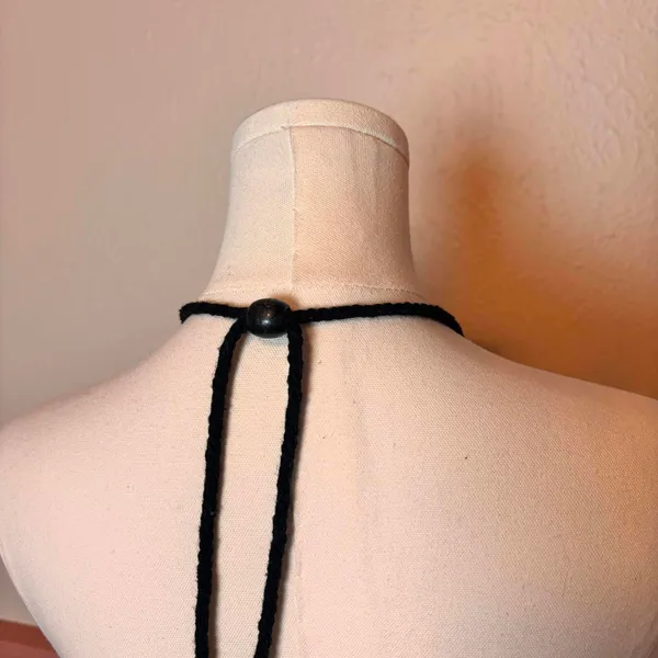 y2k boho chic beaded halter going out top wildcat sz medium cotton black - Image 4