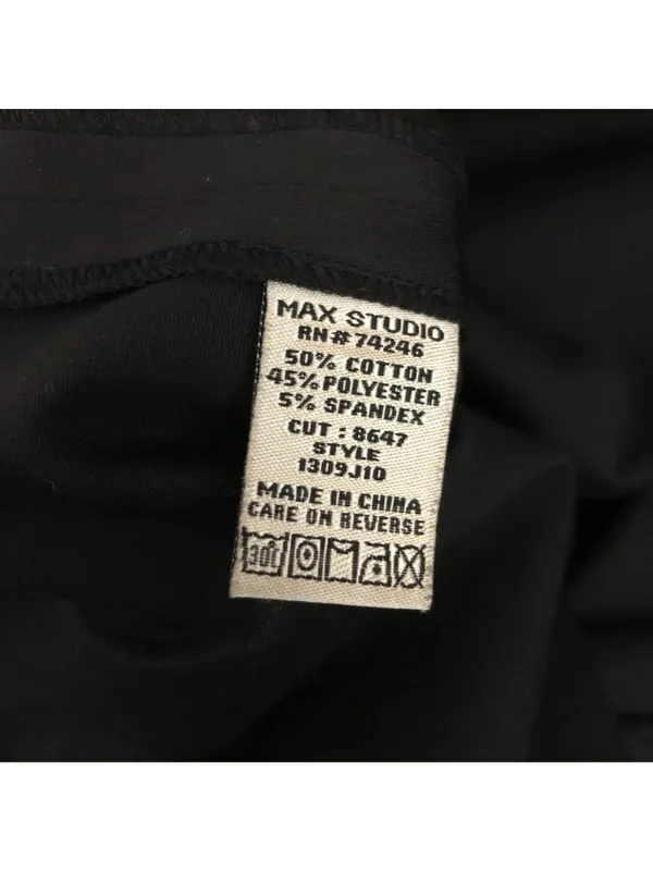 Max Studio Vintage Black Pencil Skirt Womens Size 6 Cotton Blend Back Vent Satin - Image 4