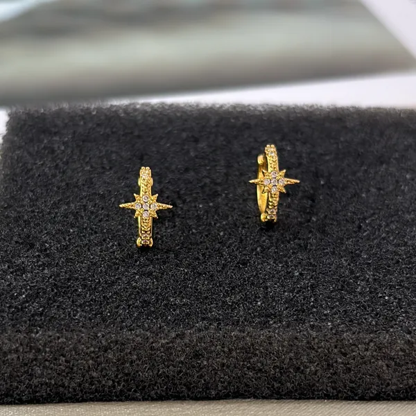 13mm Small Star Gold Hoop Earrings for Men Women Streetwear Punk Hip Hop Unisex Earrings - Image 2