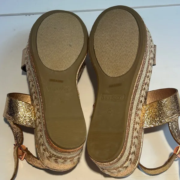 Bamboo Infinity-05M Rose Gold Metallic Espadrille Platform Wedge Sandals 8.5‎ - Image 5