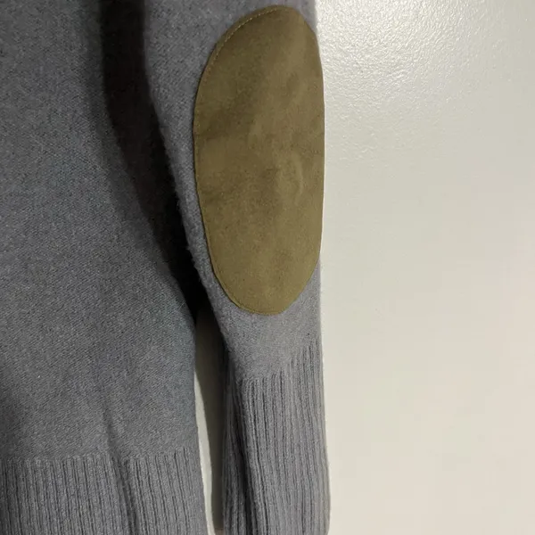 Cabelas 100% Lambs Wool Leather Elbow Patch Cardigan Size‎ Small Gray Shawl Neck - Image 14