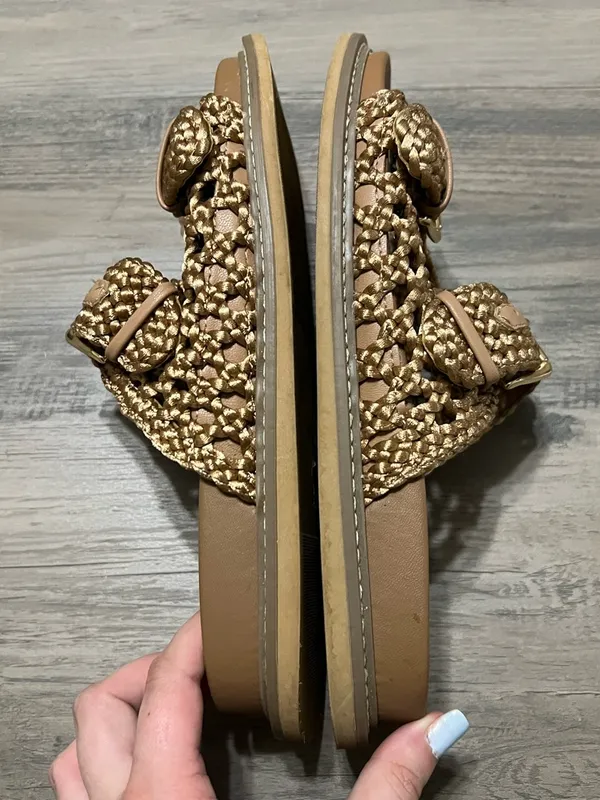Joie Woman’s Gold Braided Buckle Summer Slide on Sandals Size 7.5M - Image 9