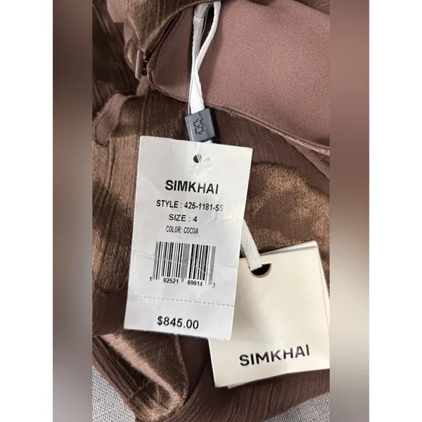 Simkhai Burke Draped Midi Dress in Cocoa Brown Size 4 - Image 3