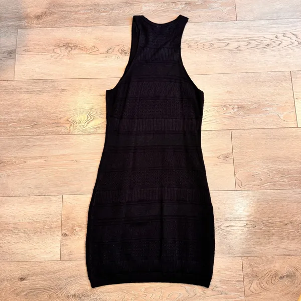 NWT Abercrombie Fitch Womens Black Textured Knit Mini Dress Tank Small‎ S - Image 2