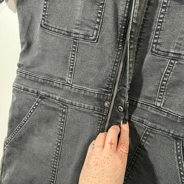 Aerie Denim Jumpsuit in Charcoal Gray Utility Size Large - Image 8