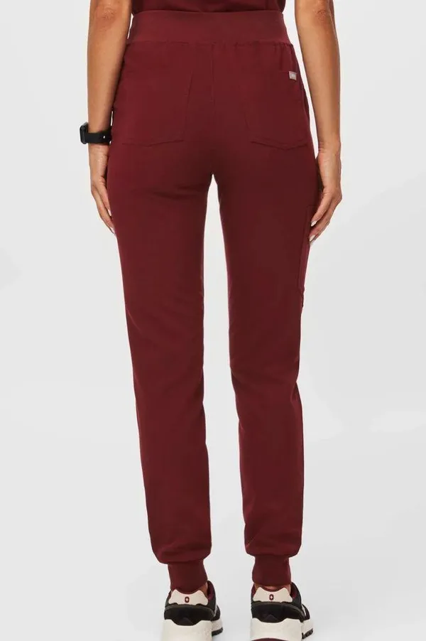 FIGS High Waisted Zamora Jogger Scrub Pants burgundy size large nurse scrubs pant - Image 12
