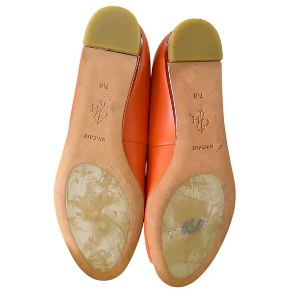 Cole Haan Nike Orange & Silver Leather Peep Toe Micro Heel Ballet Flat - Image 5