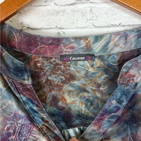 Vintage Y2K Whimsigoth Dark Tie Dye Swing 3/4 Sleeve Tunic - Image 4